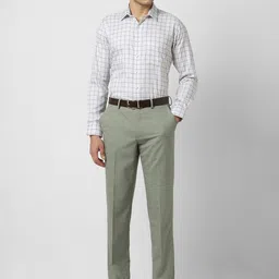 Van Heusen Men Slim Fit Spread Collar Grid Tattersall Checked Cotton Formal Shirt image 3