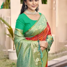 Astita Woven Design Zari Silk Blend Handloom Pochampally Saree image 3