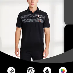 Dollar Men Camouflage Printed Polo Collar Pockets T-shirt image 5