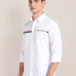 U.S. Polo Assn. Horizontal Striped Spread Collar Cotton Slim Fit Shirt image 3