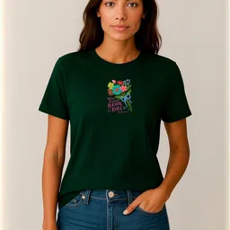 Anikmart Women Floral Printed Round Neck Cotton T-shirt-picture-37