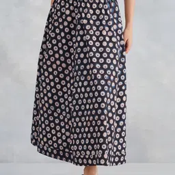 Fabindia Dabu Printed Cotton Midi Flared Skirt-image-0