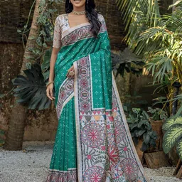 KALINI Bandhani Printed Bandhani Saree With Unstitched Blouse Piece-picture-31