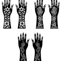 VOORKOMS Combo Mehndi Stencil Sticker With Blooming Flowers For Festivals image 2