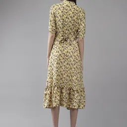 The Roadster Lifestyle Co Floral Printed Mandarin Collar Midi Dress image 5