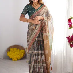MAHARANI COUTURE Ethnic Motifs Printed Pure Cotton Banarasi Saree-picture-37