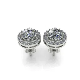 MISS HIGHNESS 925 Sterling Silver Rhodium-Plated CZ Studded Circular Shaped Studs image 5