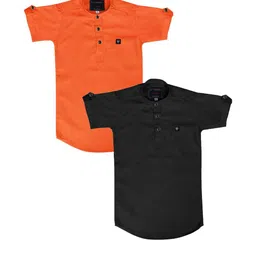 OJ TREND Kids-Boys Orange Kurtas-picture-7