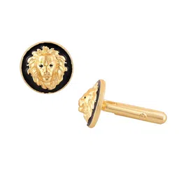 House of Pataudi Men Gold-Plated Lion Shape Cufflinks image 4