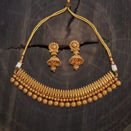 Kushal's Fashion Jewellery Gold-Plated Ethnic Antique Jewellery Set-picture-48