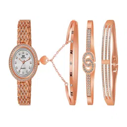Exotica Fashion Women Brass Embellished Dial & Stainless Steel Bracelet Style Straps Analogue Watch-image-15