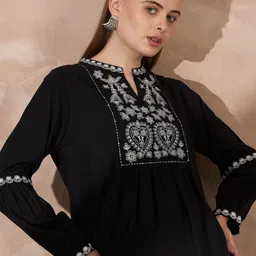 routes by all about you all about you Women Embroidered Mandarin Collar Bishop Sleeves Empire Top-picture-25