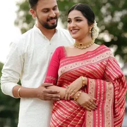 CANIZZARO Woven Design Zari Silk Blend Banarasi Saree image 4