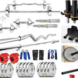 ymd 10 kg Steel Plates 2.5KGX4Pc 4FT Curl, 6FT STRT 28mm Rods, Bar and Plate Holder Home Gym Combo-picture-17