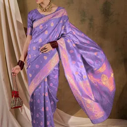 Desi Fusion Woven Design Zari Silk Handloom Saree image 3