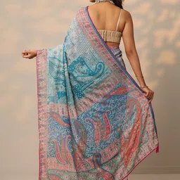 Libas Paisley Printed Pure Georgette Designer Saree With Blouse Piece image 2