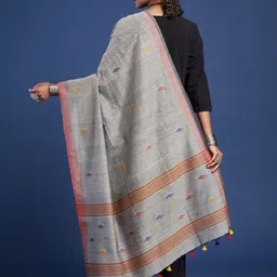 Taavi Geometric Woven Design Pure Cotton Jamdani Dupatta image 3