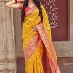 SHRIADINATH Woven Design Zari Silk Blend Handloom Saree-picture-21