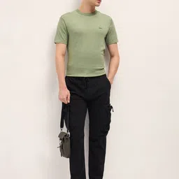 THE BEAR HOUSE Men Solid Round Neck Cotton T-shirt image 3