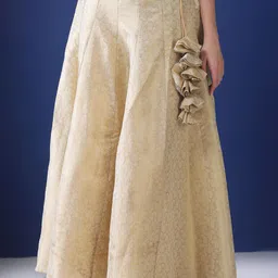 Frolic Rolic Floral Printed Jacquard Silk Flared Maxi Skirt-picture-27