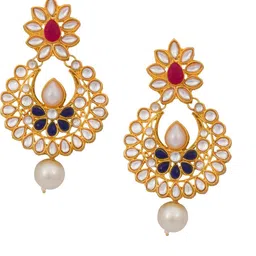 piah Multicoloured Brass Pearls Earrings-picture-35