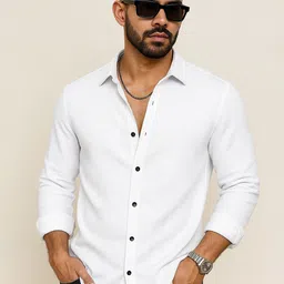 KHUSHI CREATION Textured Original Spread Collar Slim Fit Casual Shirt-picture-34