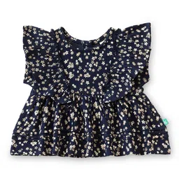 JusCubs Girls Floral Printed Cotton Flutter Sleeves Top image 3