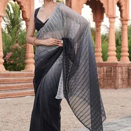 GHAN SALS Woven Design Baluchari Saree With Blouse Piece image 4