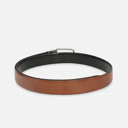 Louis Philippe Men Textured Tang Closure Reversible Leather Belt image 2