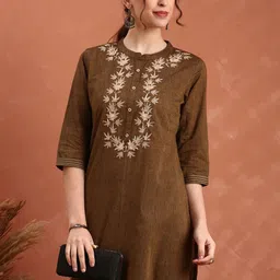 Anouk Women Ethnic Motifs Embroidered Yoke Design Cotton Straight Kurta-picture-40