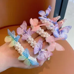 Radhya Accessories Women Set of 2 Butterfly PearlPonytail Hairties-picture-28