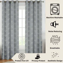 GEET CREATIONS Grey & White Set of 2 Ethnic Motifs Room Darkening Door Curtain image 2