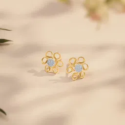 Mia by Tanishq Gold & Diamond Dancing Daisy Stud Earrings-picture-29