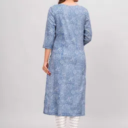 HERE&NOW Women Ethnic Motifs Print Regular Kantha Work Pure Cotton Kurta Sets With Dupatta image 3