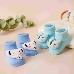 KICKS & CRAWL Infants Pack Of 2 Cotton Ankle-Length Socks image 1