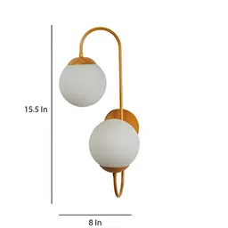 KINIS Gold-Toned & White Metal Spherical Shaped Wall Lamp With Bulb image 4