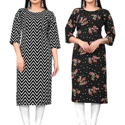 MANTRA DESIGNER Women Pack Of 2 Multicoloured Crepe Kurtas-picture-11