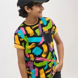 Jack & Jones Junior Boys Abstract Printed Drop-Shoulder Sleeves Pure Cotton T-shirt image 3