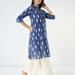 RANGMANCH BY PANTALOONS Abstract Printed Notch Neck Cotton A-Line Kurta image 4
