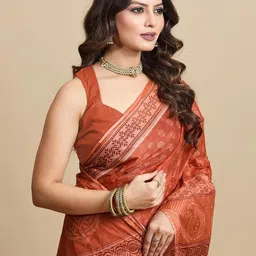 SHANVIKA Ethnic Motifs Printed Pure Cotton Saree image 4
