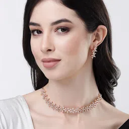 Anouk Gold-Plated Cubic Zirconia Studded Necklace & Earrings-picture-25