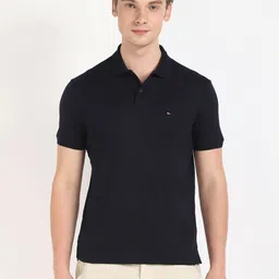 Tommy Hilfiger Men Solid Polo Collar Cotton T-shirt-picture-34