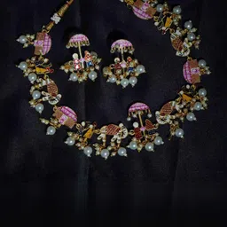 ANSHI ART brass Hand Painted Pearls necklace set-picture-47