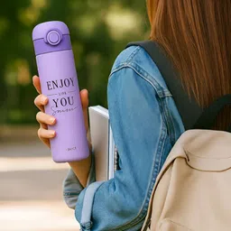iSWEVEN Purple & Black Stainless Steel Printed Double Wall Vacuum Water Bottle-500ml-picture-40