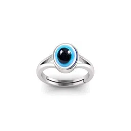 Pranjal Gems Unisex Sterling Silver Plated Evil Eye Adjustable Finger Ring-picture-28