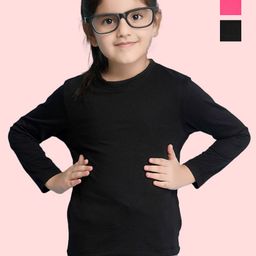 NUSYL Pack Of 2 Girls Solid Round Neck Cotton T-shirts-picture-24