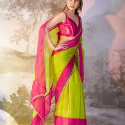 HERE&NOW Sequinned Poly Chiffon Tussar Saree image 4