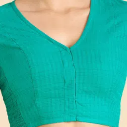 Studio Shringaar Checked V Neck Pure Cotton Saree Blouse image 4