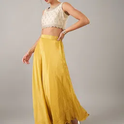 RANGMANCH BY PANTALOONS Embellished Ready to Wear Lehenga & Blouse With Dupatta image 4
