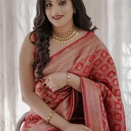 CaniBani Ethnic Motifs Zari Silk Blend Handloom Banarasi Saree image 5